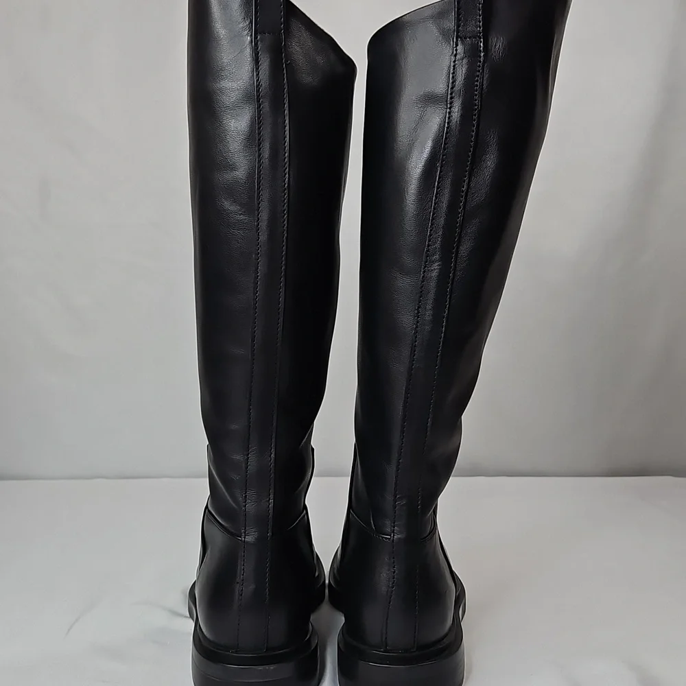 Steve Madden Gaige-Wide Calf Black Leather Riding Boots Size 8